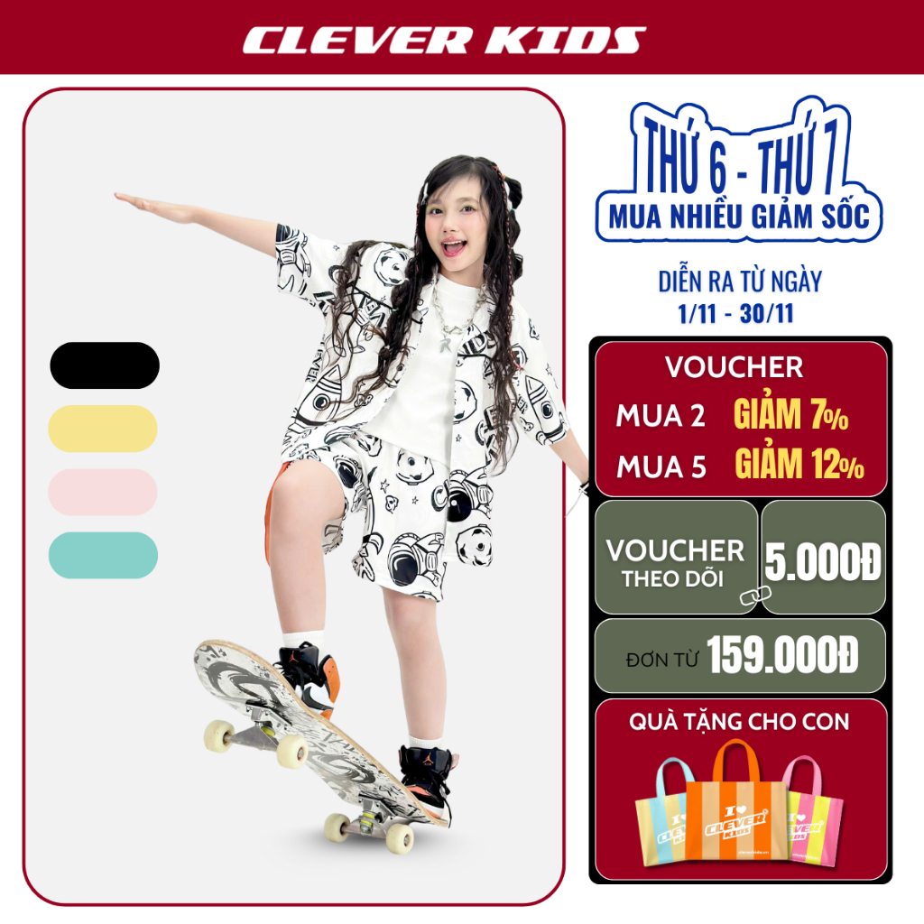 Set Bộ ASTRO Cotton Kate Premium Mềm Mại CLEVER KIDS  [Size Từ 15kg-60kg]