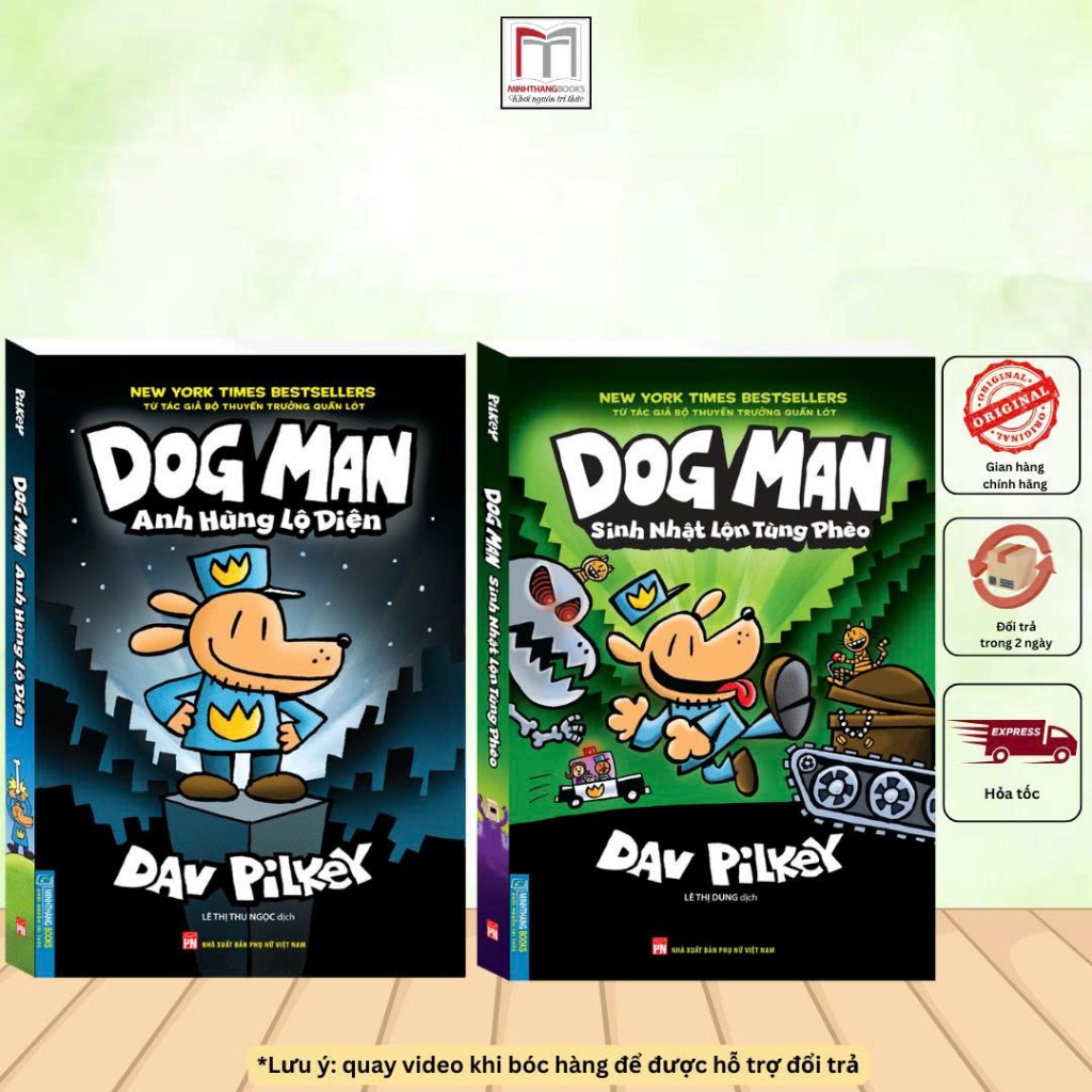 Sách - Combo 2c DOG MAN anh hùng lộ diện + sinh nhật lộn tùng phèo (T1 + T2)(bản tiếng việt)