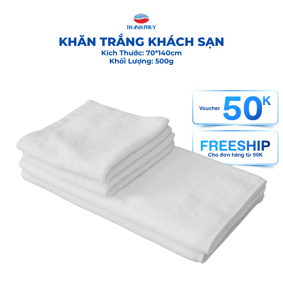 Khăn Trắng Khách Sạn, Khăn Mặt, Khăn Gội Đầu 100% Cotton Cao Cấp,Thấm Hút,Không Ra Màu - THANHTHUY
