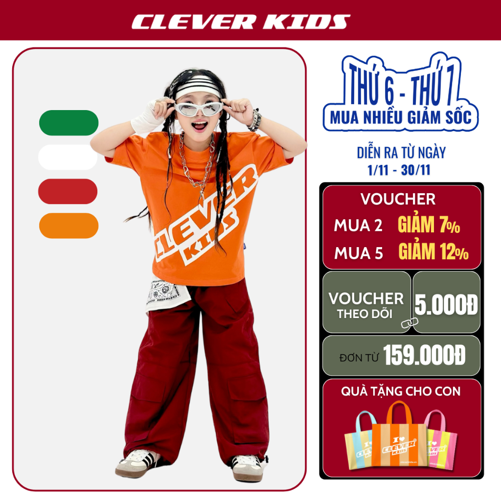 Áo thun Hè SIGNATURE CLEVER KIDS - Chất thun cotton mịn mát [Size từ 20kg - 60kg]