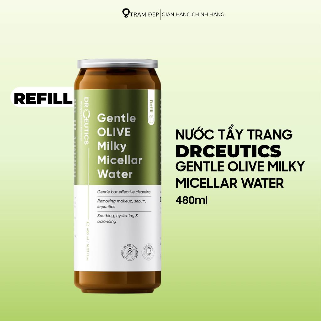 Sữa Tẩy Trang DrCeutics Gentle Olive Milky Micellar Water (Refill) 480ml