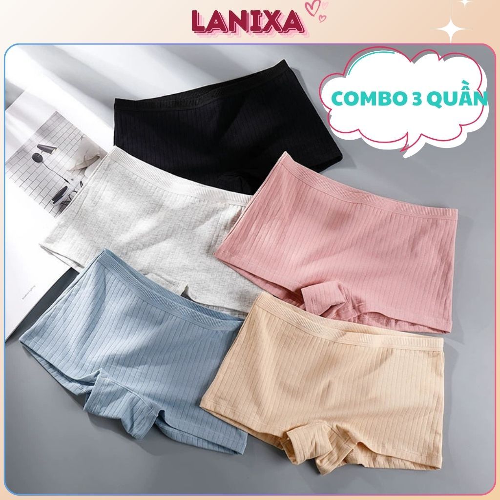 COMBO 6 Quần lót bảo hộ nữ cotton dày dặn thấm hút - SET 3 Quần mặc trong váy chống lộ LANIXA V4116