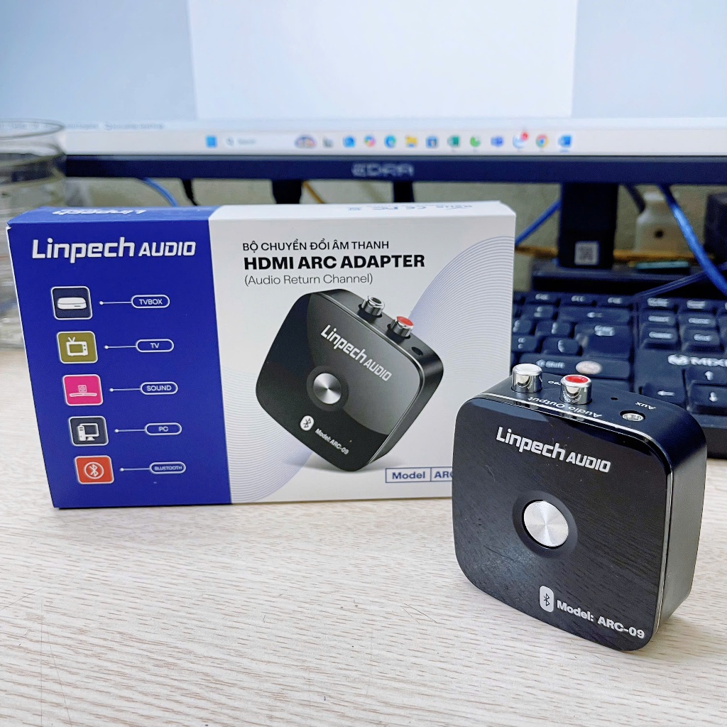 Bộ chuyển đổi tín hiệu âm thanh Digital sang Analog +HDMI ARC + Có Bluetooth Linpech ARC-09. Chính h