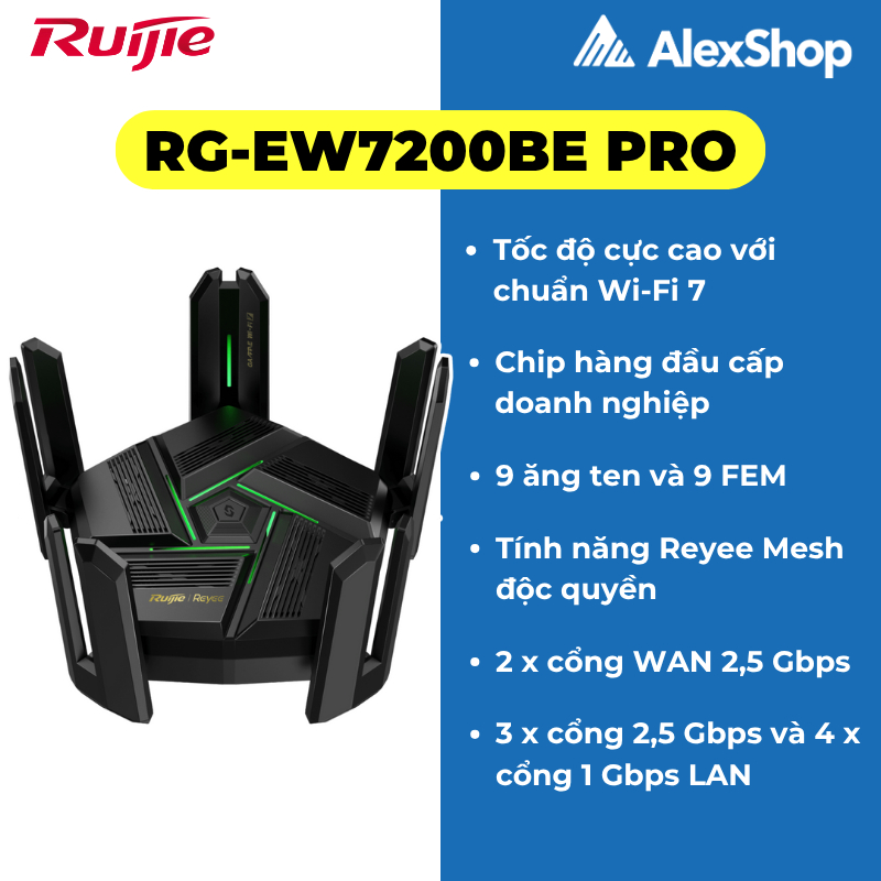 [BE7200] Ruijie RG-EW7200BE PRO | Phát Wifi 7 Quản Lí Cloud, Cổng 2.5G