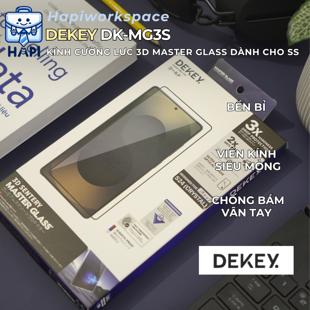 Cường lực Samsung có khung dán Dekey Master Glass 3D Sentery, độ trong suốt cao, nano siêu mượt