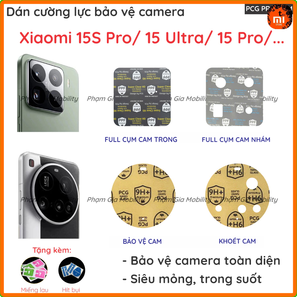 (Mua 1 tặng 1) Dán cường lực bảo vệ camera Xiaomi 15 Ultra/ 15S S Pro/ Mi 15 loại Nano chống bể và P