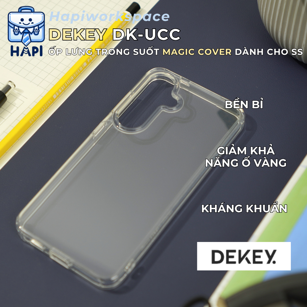 Ốp lưng trong suốt chống bán vân tay cho Samsung S24/25 series Dekey Magic Cover Ultra Crystal Case