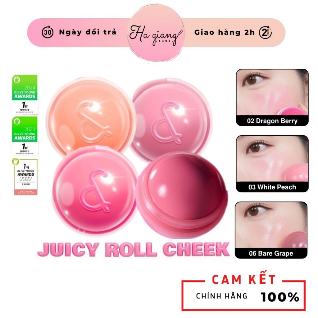 [DẠNG LĂN] Má Hồng Kem Romand Juicy Roll Cheek, Má hồng kem quả trứng Romand Juicy Roll Cheek