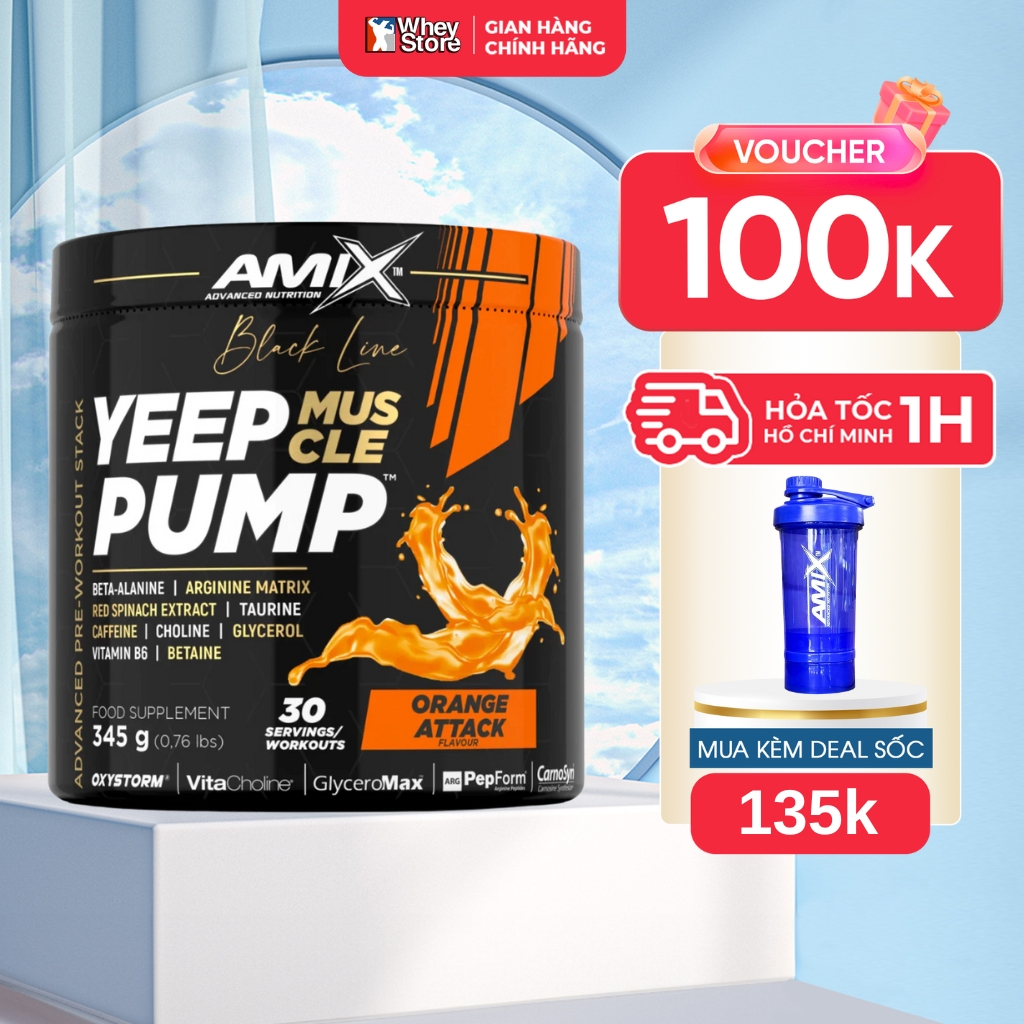 Tăng Sức Mạnh Cơ Bắp Pre- Workout Amix Yeep Jump Pump No Caff 30 Servings Chính Hãng