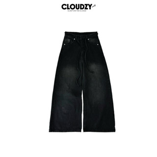  Quần jean ống rộng nam nữ unisex quần bò local brand baggy Cloudzy basic màu đen lưng cao BLACK WASH 