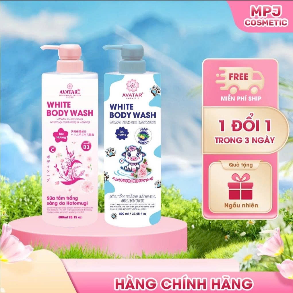Sữa Tắm Dưỡng Da Trắng Sáng Avatar White Body Wash (800mL)