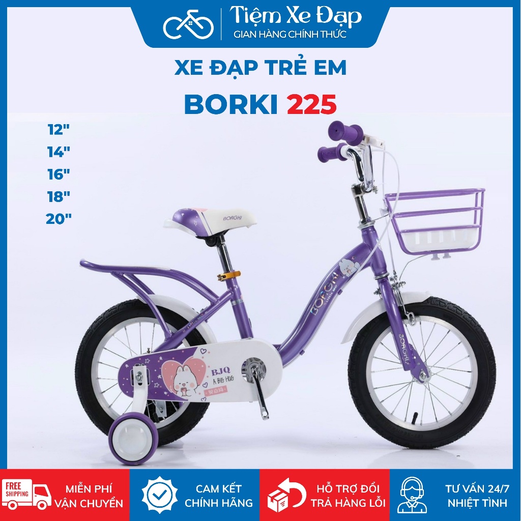 Xe Đạp Trẻ Em BORKI 225 Size 12 Đến 20 Inch Dành Cho Bé Trai, Bé Gái từ 2-10 tuổi