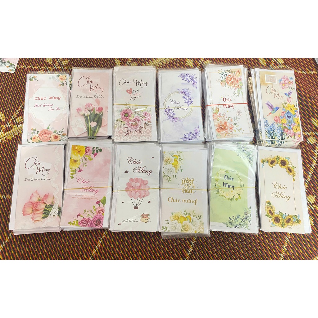 ( Rẻ Nhất) Combo 100 Thiệp Chúc Mừng Các Ngày Lễ 20/10,20/11,8/3 Có Kèm Phong Bao Trắng.