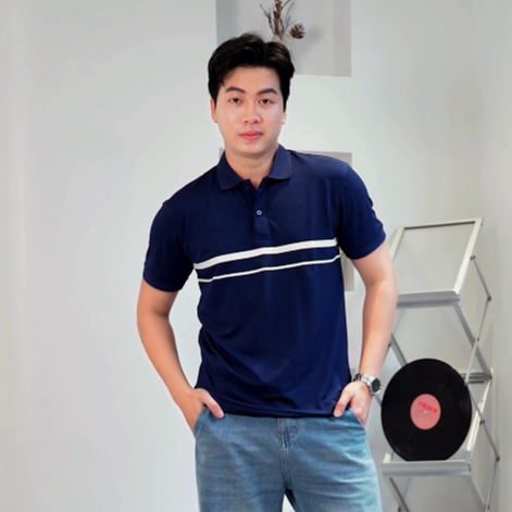 Áo Polo Sọc Ngang GUVIE phong cách Thoải mái, Năng động, Trẻ trung A05
