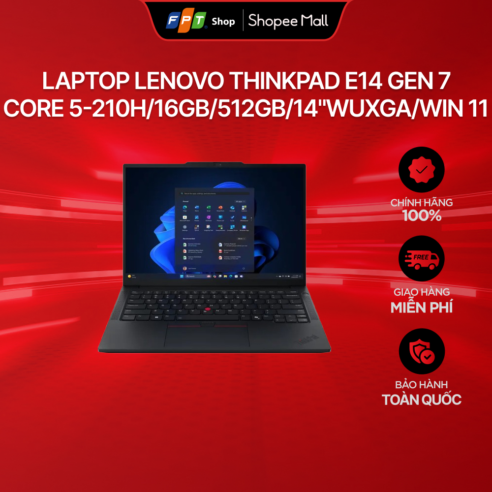 [Chỉ GH tận nơi] Laptop Lenovo ThinkPad E14 Gen 7 Core 5-210H/16GB/512GB/14"WUXGA/Win 11