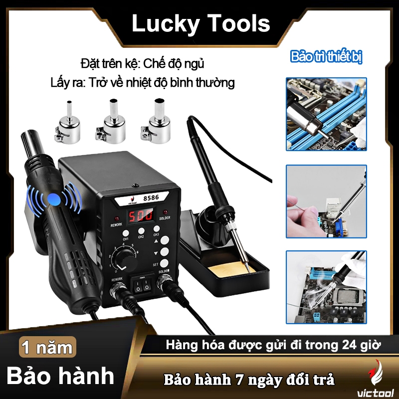 Trạm hàn khò Victool,máy hàn khò điện tử W8586,máy hàn và khò 200-500℃,đặt nhiệt độ ban đầu