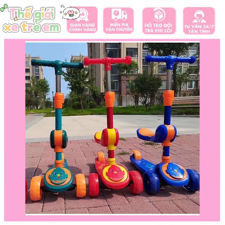  Xe trượt scooter cho bé Scooter Gà 2 in 1 có nhạc bánh xe phát sáng - xe scooter có ghế ngồi kết hợp chòi chân đa năng 