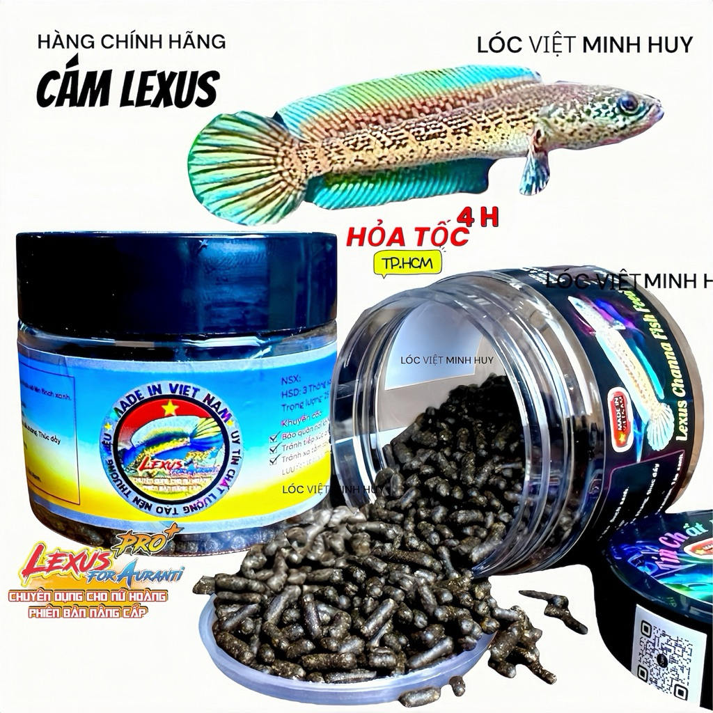 Cám lexus channa fish feed-Lexus for Auranti cám cao cấp cho nữ hoàng và cho lóc lạnh khung xương,na