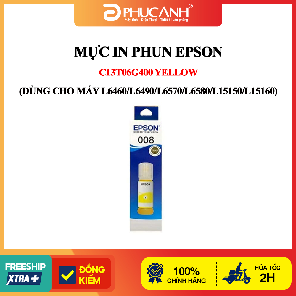 Mực in phun Epson C13T06G400 Yellow (Dùng cho máy L6460/L6490/L6570/L6580/L15150/L15160)