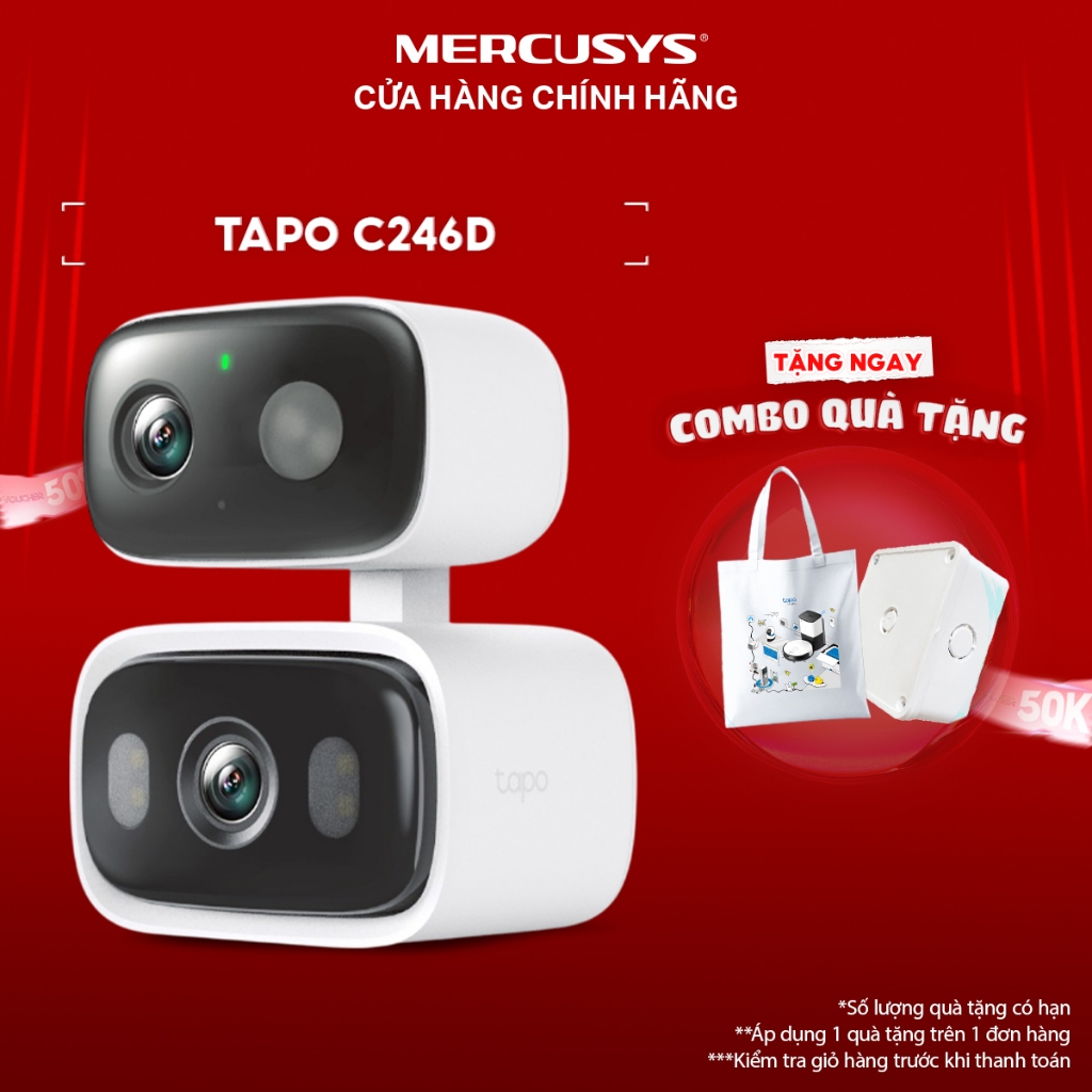 Camera An Ninh TP-Link Tapo C246D Trong Nhà, Ngoài Trời 2K | Hai Ống Kính | Góc Rộng 125°