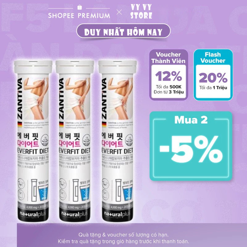Viên Sủi Giảm Cân ZANTIVA EVERFIT DIET Hàn Quốc Giảm cân nhanh cấp tốc an toàn hiệu quả