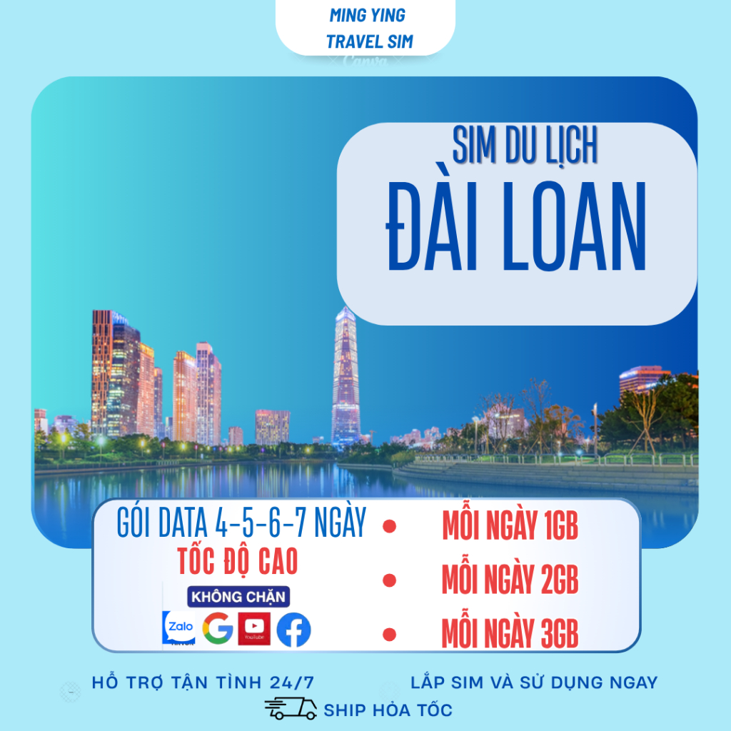 SIM DU LỊCH ĐÀI LOAN 4G TỐC ĐỘ CAO, THẺ SIM ĐÀI LOAN GÓI CƯỚC TỪ 4 ĐẾN 7 NGÀY
