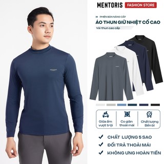  Áo thun giữ nhiệt nam cao cấp Mentoris Áo thun dài tay cổ cao 3cm giữa ấm cực tốt MDT03 