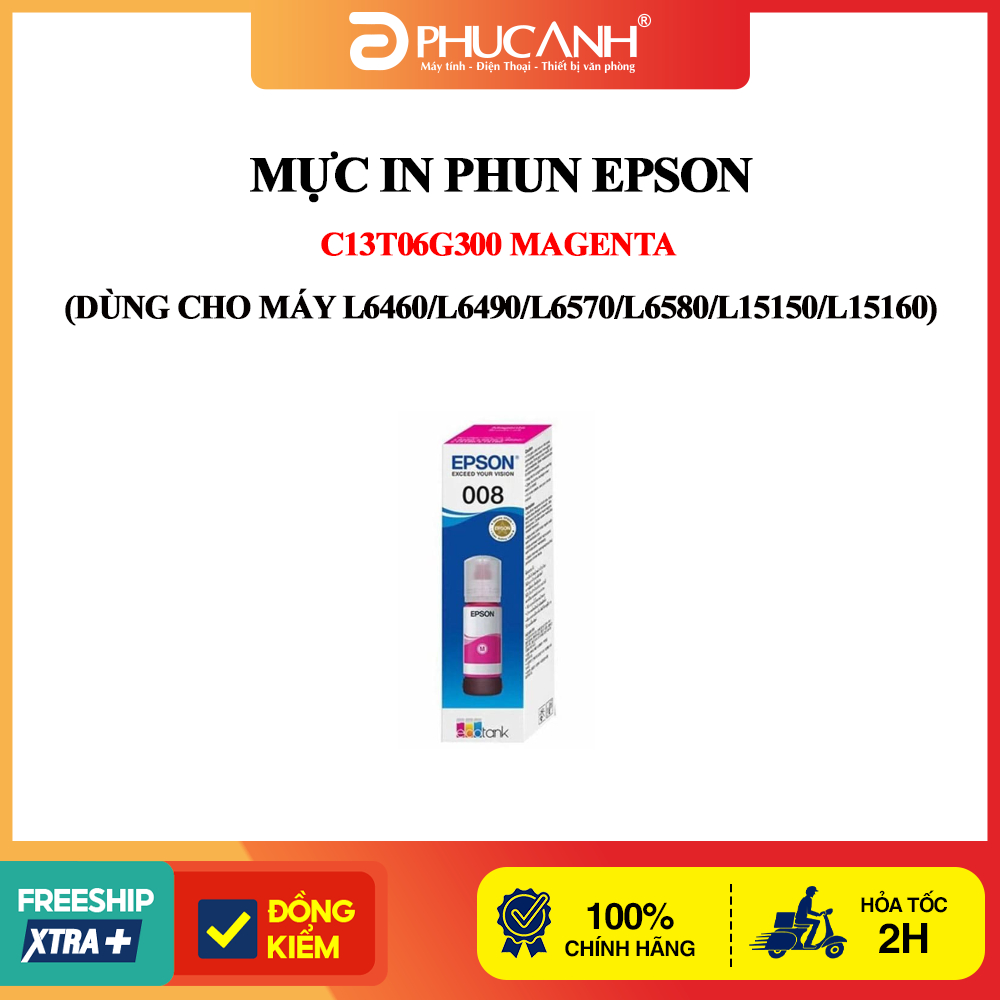 Mực in phun Epson C13T06G300 Magenta (Dùng cho máy L6460/L6490/L6570/L6580/L15150/L15160)