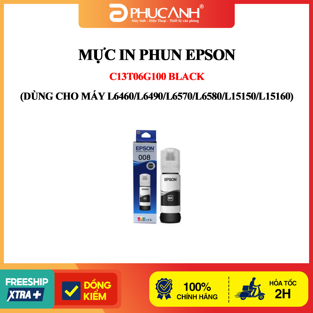 Mực in phun Epson C13T06G100 Black (Dùng cho máy L6460/L6490/L6570/L6580/L15150/L15160)
