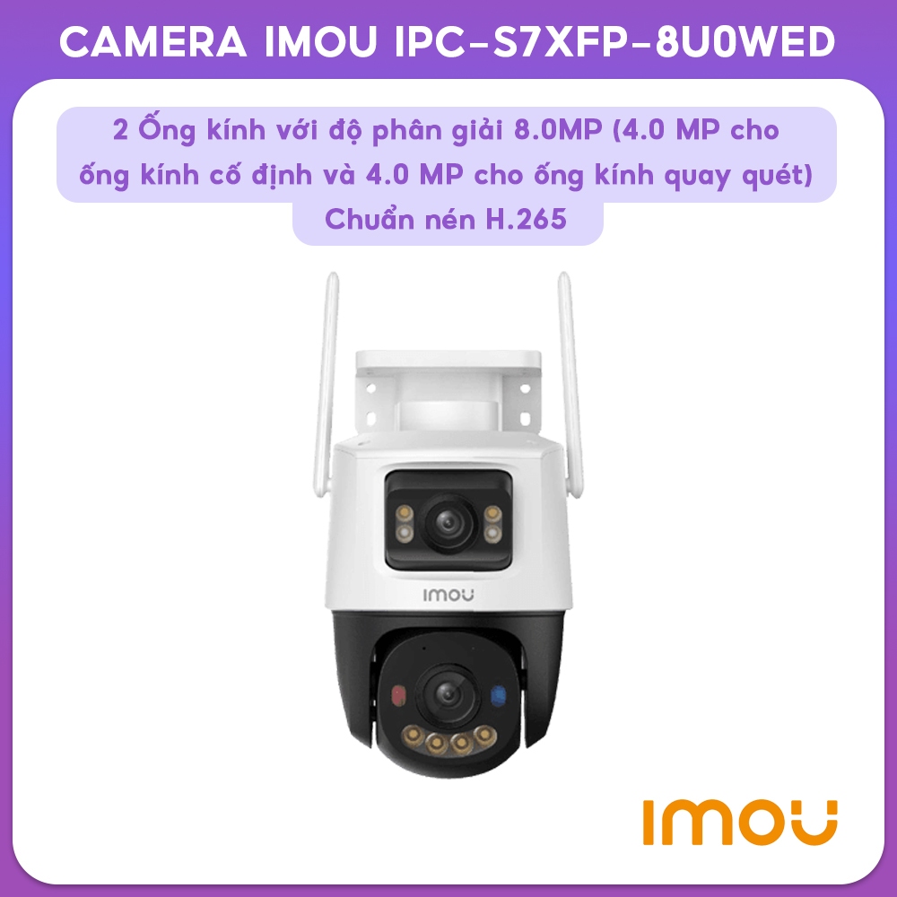 Camera IMOU ngoài trời IPC-S7XFP-8U0WED (IMOU Cruiser Dual 2 PRO 8MP) chế độ ngày đêm. Bảo Hành Chín