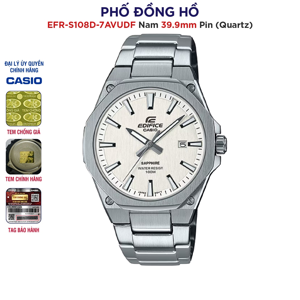 Đồng hồ nam Dây kim loại Kính Sapphire EDIFICE Casio Anh Khuê EFR-S108D-7AVUDF
