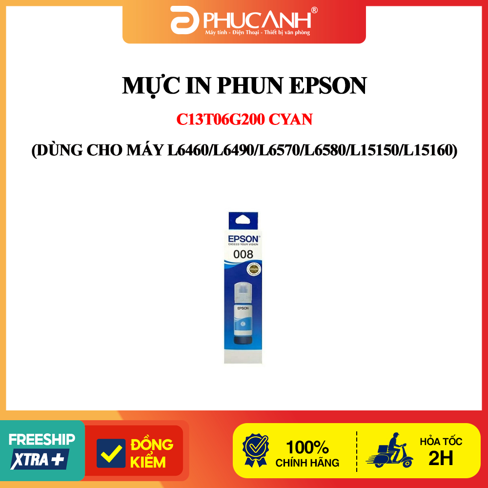 Mực in phun Epson C13T06G200 Cyan (Dùng cho máy L6460/L6490/L6570/L6580/L15150/L15160)