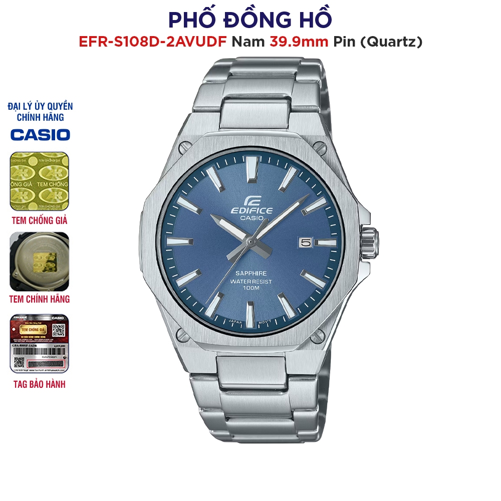 Đồng hồ nam dây kim loại EDIFICE Casio Anh Khuê EFR-S108D-2AVUDF