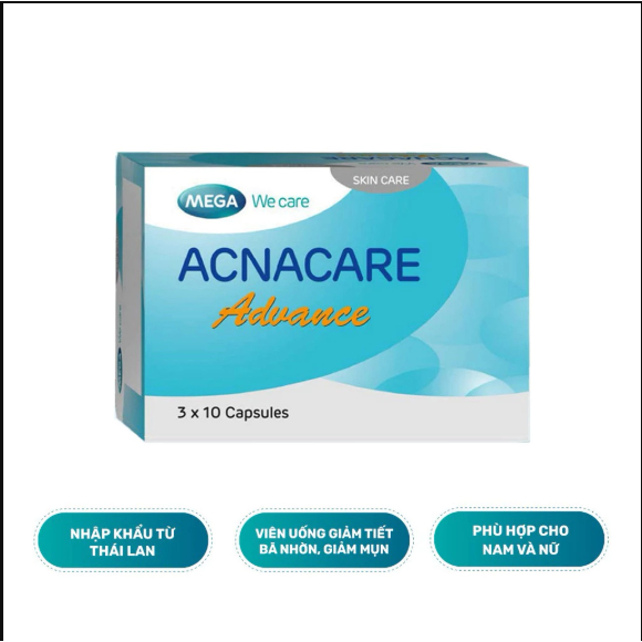 [CHÍNH HÃNG] Viên uống, gel Acnacare Advance giảm tiết bã nhờn da dầu, ngăn mụn, chống oxy hóa [mega