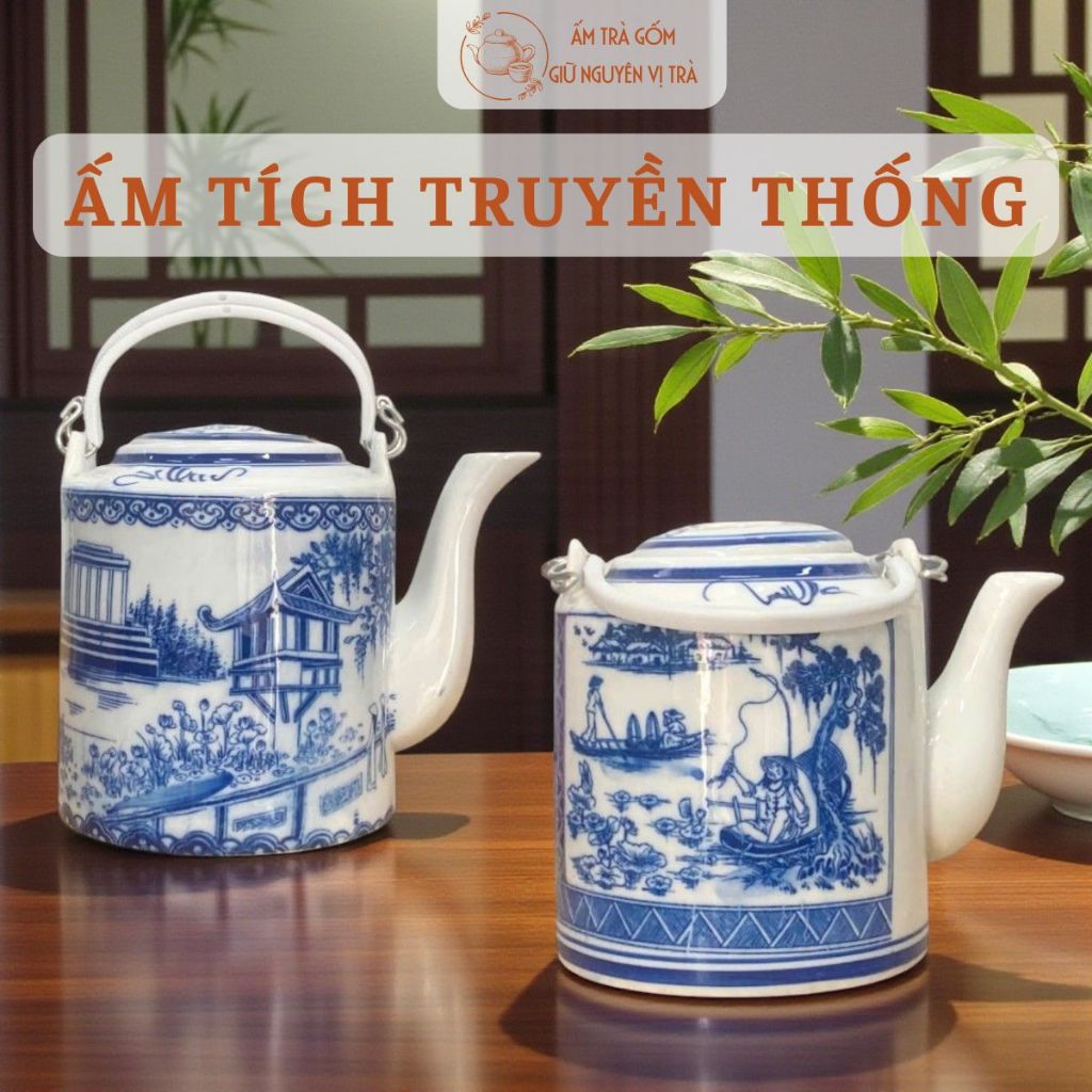 Ấm tích gốm sứ Bát Tràng, ấm tích ủ chè xanh, ấm tích sứ, ấm tích men rạn, ấm tích hãm trà xanh, ấm 