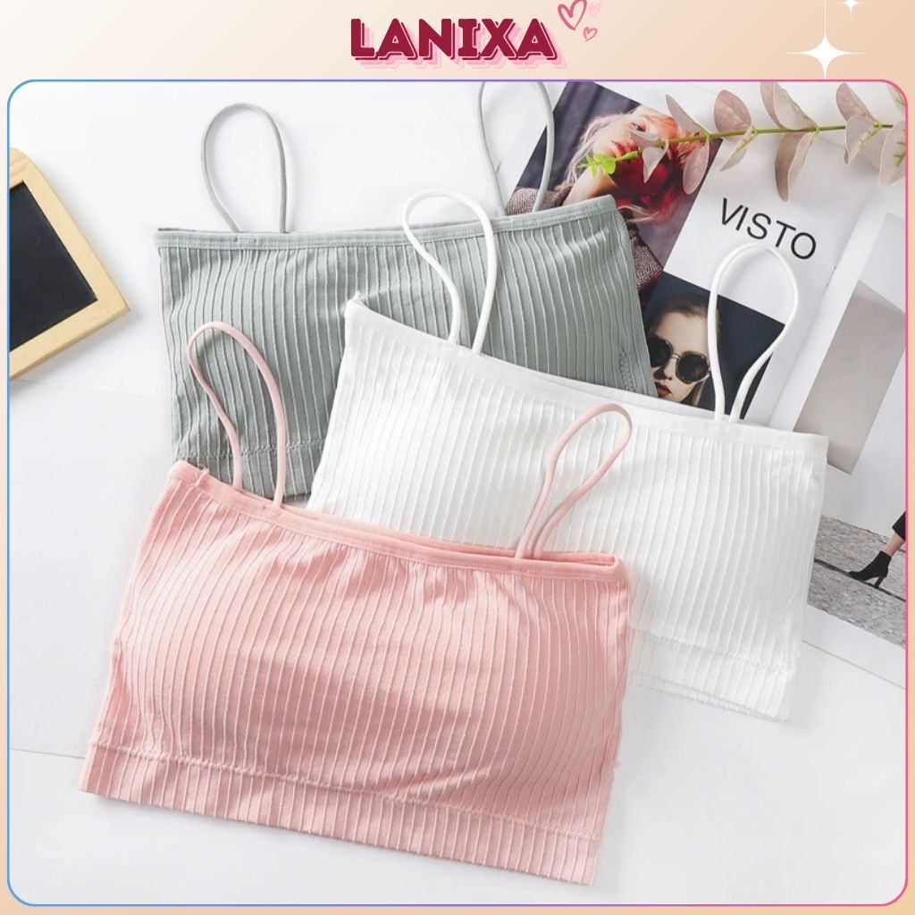 Áo bra nữ 2 dây mảnh gân tăm gợi cảm, áo lót nữ đệm mút mỏng đẹp và dễ thương LANIXA B809