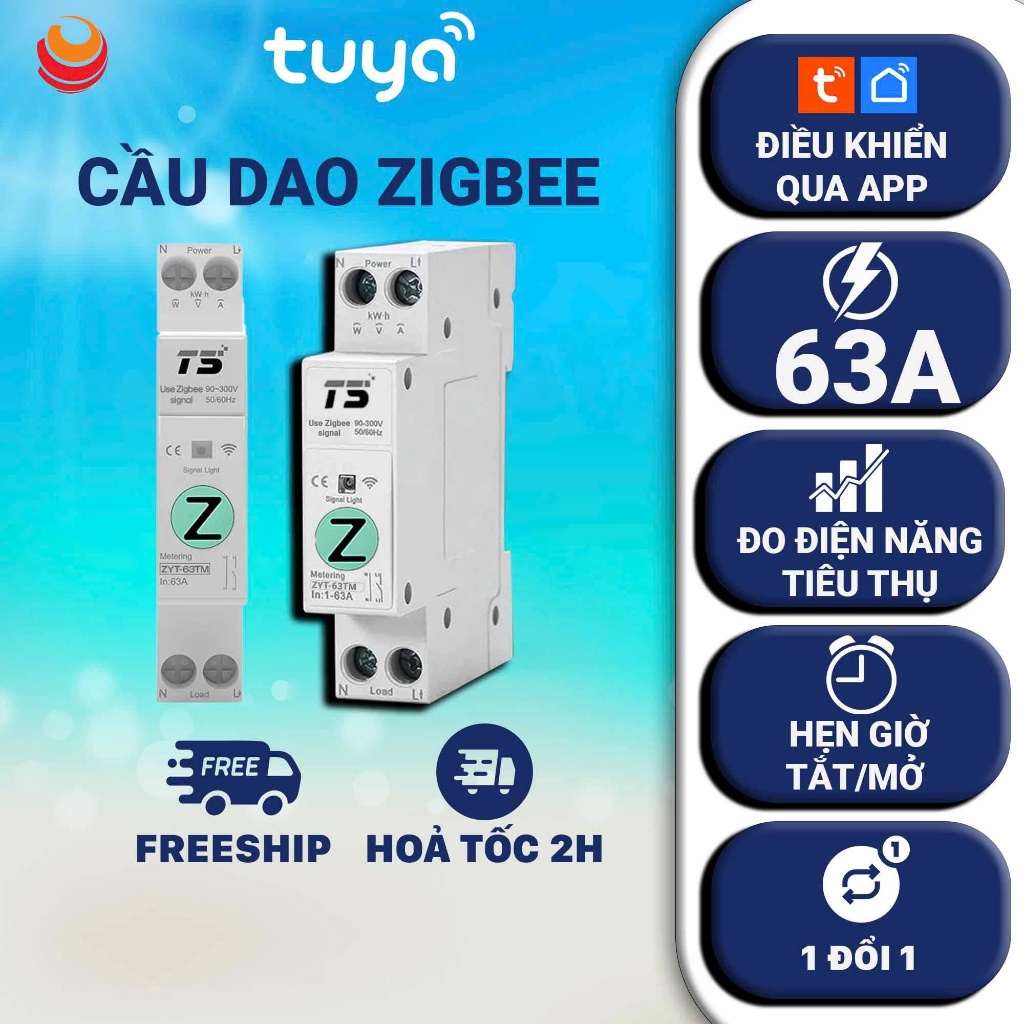 APTOMAT THÔNG MINH TUYA ZIGBEE, CB TUYA 63A CÓ ĐO ĐIỆN