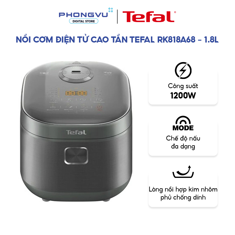 Nồi Cơm Điện Cao Tần Tefal RK818A68 1.8L | Công Suất 1200W, 14 Chế Độ Nấu - Bảo Hành 27 Tháng