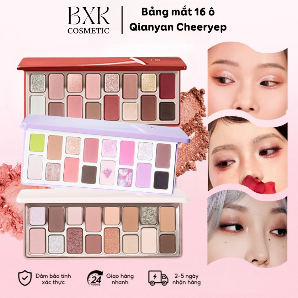 [QIANYAN] Bảng Phấn Mắt Cheeryep QIANYAN Natural Color Starring 16 Ô Đa Dạng Tone Nhũ Lì Bám Phấn BX