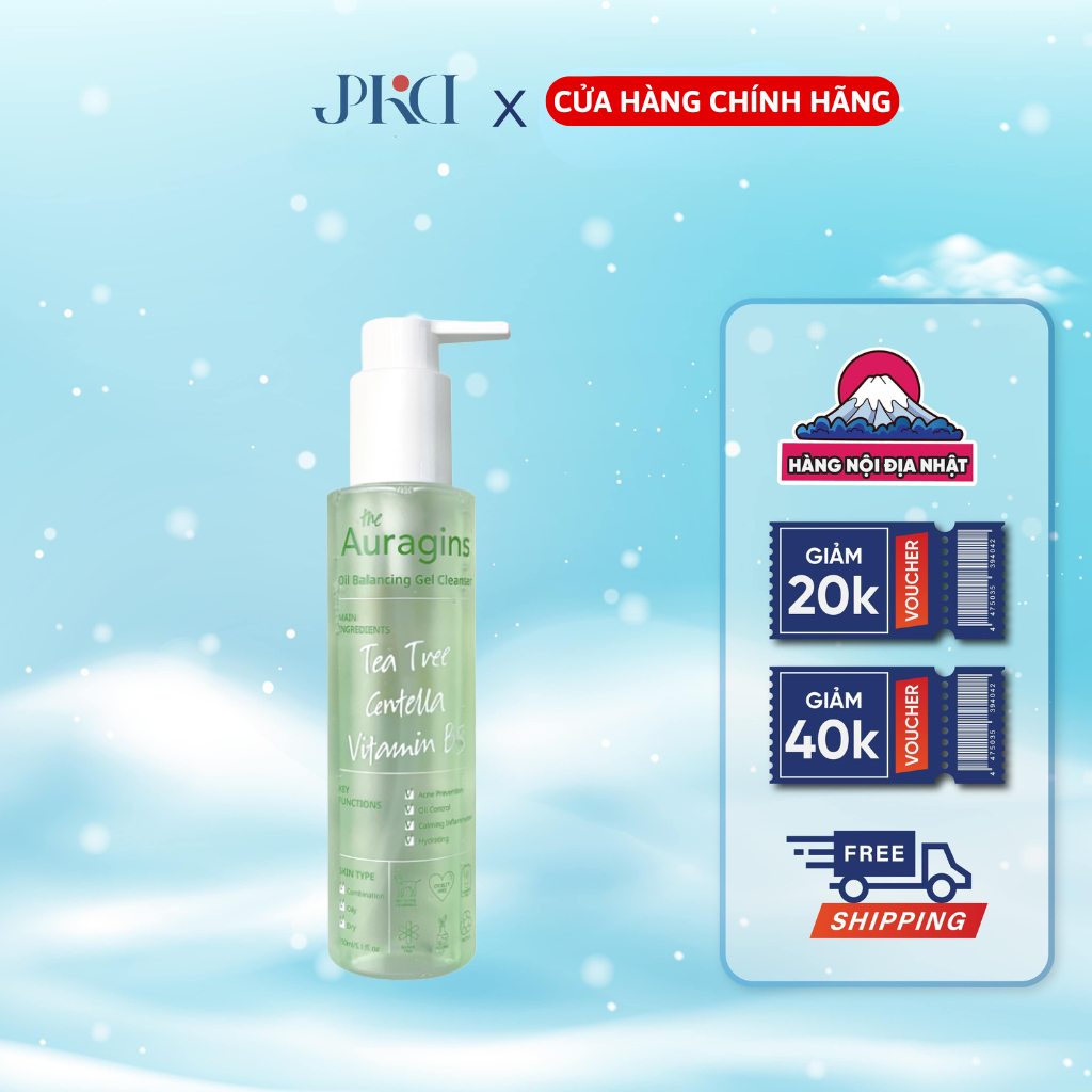 Gel Rửa Mặt Tràm Trà The Auragins Tea Tree Centella Vitamin B5 150ml Hàn Quốc Dưỡng Da