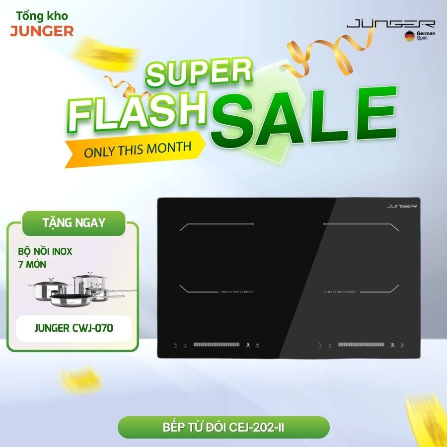 Bếp từ đôi lắp âm Junger CEJ-202-II cao cấp tặng kèn bộ nồi