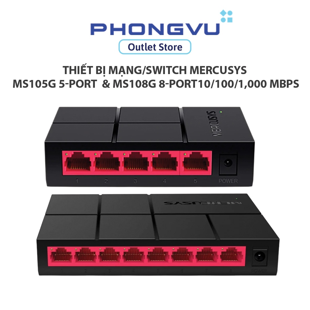 Thiết bị mạng/Switch Mercusys MS105G 5-Port & MS108G 8-Port 10/100/1,000 Mbps - Bảo hành 24 tháng