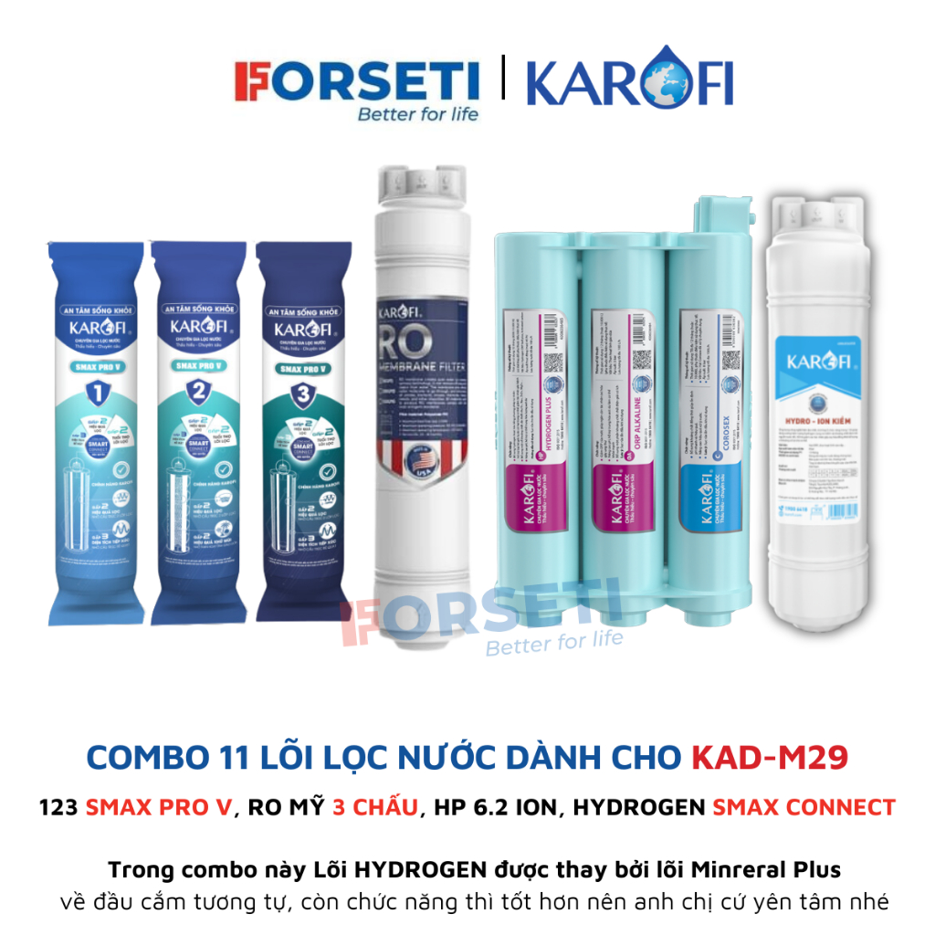 Bộ 11 lõi lọc nước Karofi SMART CONNECT dành cho model KAD-M29, KAE-S695,KAD-D66S PRO... (V+ RO MỸ+ 
