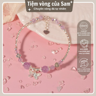  Vòng Đá Kiềng Thạch Anh Tím Bổ Trợ Học Tập Mix Charm Hồ Điệp S925 SAM GEMSTONE 04 
