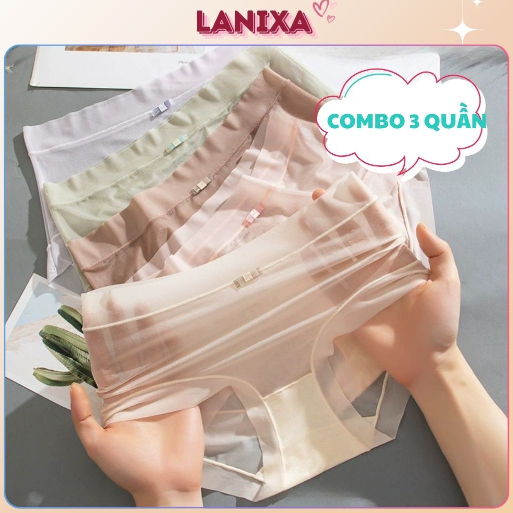 SET 3 Quần lót nữ lụa thun lạnh mềm mại mỏng nhẹ thoáng khí cạp vừa tôn dáng quyến rũ LANIXA L896