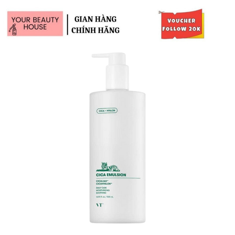 [VT] - Nhũ Tương Cica Emulsion Daily Care Moisturizing Soothing - Màu Trắng - 500ml