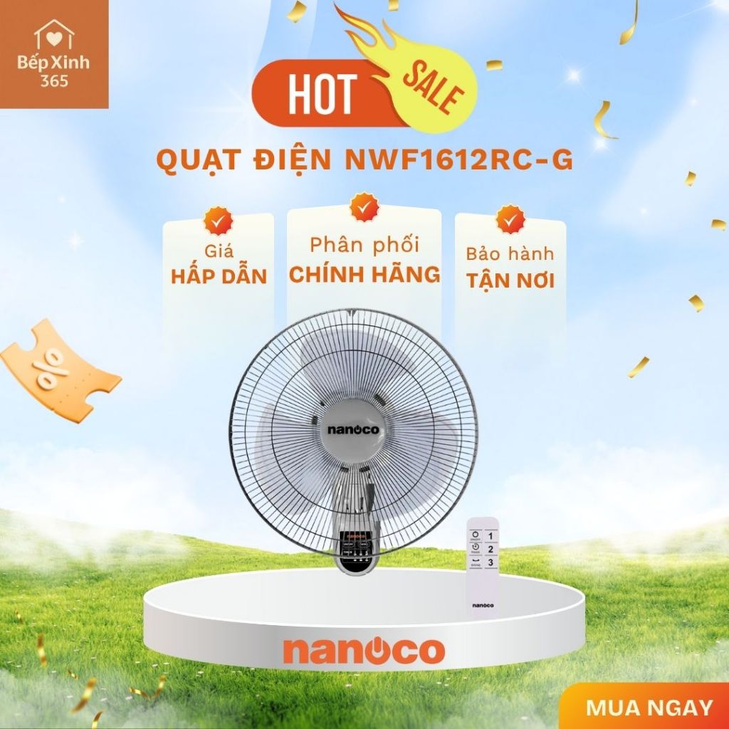 Quạt cây Nanoco NWF1612RC-G/NWF1612RC-BL/NWF1612RC-BE/NWF1612RC-CB – Thiết kế hiện đại, tiện ích vượ