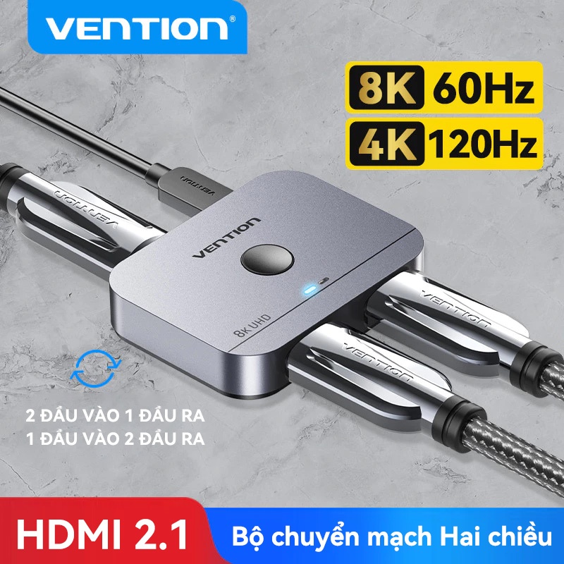 Bộ chuyển HDMI Vention Siêu Nét 6K 60hz và 4K 120Hz Hai Chiều 1x2/2x1 HDR Cho PS5 PS4 TV PC Laptop Xbox | BigBuy360 - bigbuy360.vn