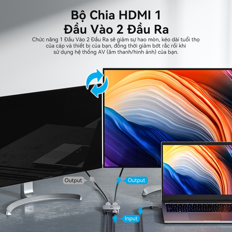 Bộ chuyển HDMI Vention Siêu Nét 6K 60hz và 4K 120Hz Hai Chiều 1x2/2x1 HDR Cho PS5 PS4 TV PC Laptop Xbox | BigBuy360 - bigbuy360.vn