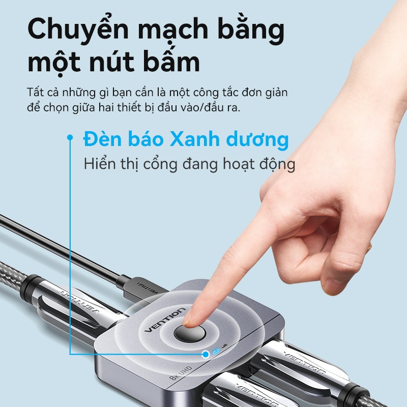 Bộ chuyển HDMI Vention Siêu Nét 6K 60hz và 4K 120Hz Hai Chiều 1x2/2x1 HDR Cho PS5 PS4 TV PC Laptop Xbox | BigBuy360 - bigbuy360.vn